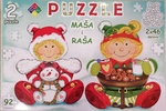 Puzzle - MAŠA I RAŠA novogodišnji motiv 2x46 delova 