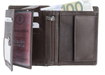 Novčanik kožni muški sa RFID zaštitom 80485  9,5x12,3x2,5 sa uzdužnom bordurom uspravni HJP braon