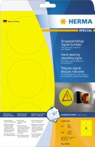Etikete SIGNAL vodootporne,  O85 A4 1/25 žuta Herma 