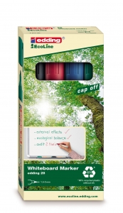 Marker za belu tablu E-28 1,5-3mm EcoLine, zaobljeni, set 1/4 Edding sortirano
