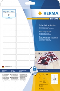 Sigurnosne etikete 45,7x21,2 A4/48 1/25 bela Herma 