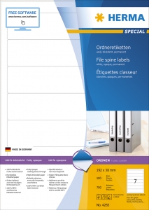 Etikete 192x38, za uski registrator A4/7 1/100 bel Herma