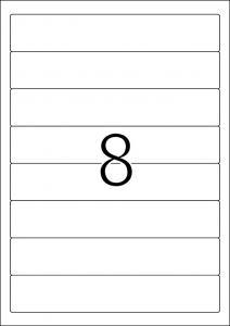 Etikete 192X34, za uski registrator A4/8 1/100 bel