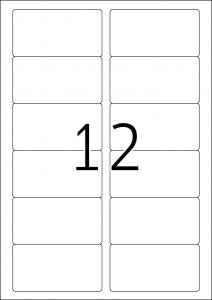 Etikete 88X46,6, zaobljene ivice A4/12 1/100 bela