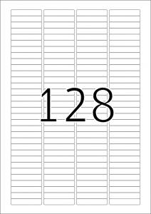 Etikete 43X8,5, zaobljene ivice A4/128 1/25 bela 