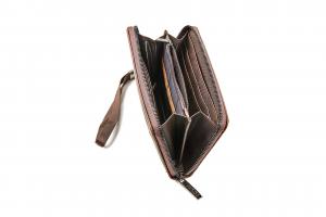 Novčanik veliki sa zipom i pregradama sjajna elegan koža crna