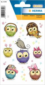 Stikeri MAGIC CUTE OWLS, TRANSPUFFY 