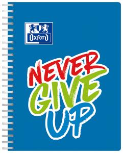 Sveska A4+ spirala NeverGiveUp PP korica 80 lista, 90g, optički papir karo