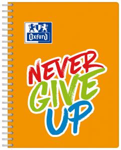 Sveska A5+ spirala NeverGiveUp PP korica 80 lista, 90g, optički papir karo