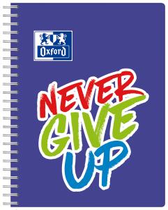 Sveska A5+ spirala NeverGiveUp PP korica 80 lista, 90g, optički papir karo