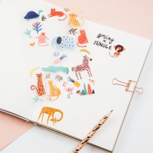 Stikeri PVC 100 x 210 mm, 31 stiker &quot;Spring in Jungle&quot; MESHU 