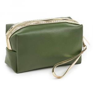 Neseser cetvrtasti sa zlatnim paspulom 0237, 18×7×10 cm zelena