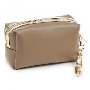 Neseser cetvrtasti sa zlatnim paspulom 0237, 18×7×10 cm krem