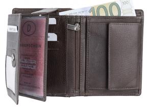 Novčanik kožni muški sa RFID zaštitom 80485  9,5x12,3x2,5 sa uzdužnom bordurom uspravni braon