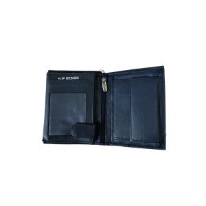 Novčanik kožni muški sa RFID zaštitom 85060 12x9x3 štepan sivim koncem uspravni tamno plava