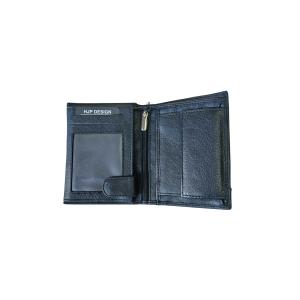 Novčanik kožni muški sa RFID zaštitom 85060 12x9x3 štepan crvenim koncem uspravni crna