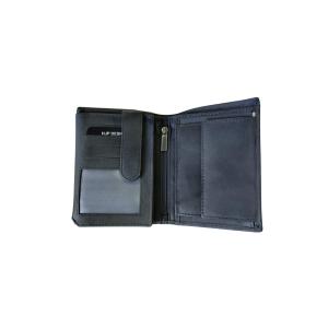 Novčanik kožni muški sa RFID zaštitom 80485  9,5x12,3x2,5 sa uzdužnom bordurom uspravni siva