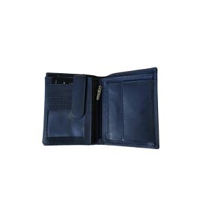 Novčanik kožni muški sa RFID zaštitom 80485  9,5x12,3x2,5 sa uzdužnom bordurom uspravni plava