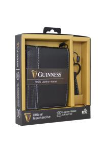 Gift box: novčanik muški kožni 120x90x20 mm i kožni privezak GS01 Guiness  Guiness crna