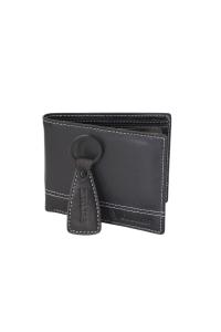 Gift box: novčanik muški kožni 120x90x20 mm i kožni privezak GS01 Guiness  crna