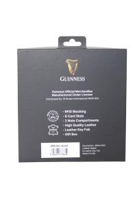 Gift box: novčanik muški kožni 120x90x20 mm i kožni privezak GS01 Guiness  crna