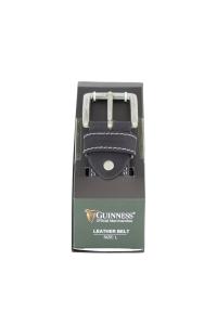 Kaiš muški kožni u poklon kutiji sa belim koncem BT01 Guiness XXL veličina Guiness crno-belo