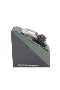 Kaiš muški kožni u poklon kutiji sa belim koncem BT01 Guiness XXL veličina crno-belo