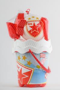 Dečiji set za plažu: Kofica, lopatica, grabuljice, loptica Crvena Zvezda Ostalo