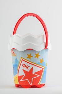 Dečiji set za plažu: Kofica, lopatica, grabuljice, loptica Crvena Zvezda 
